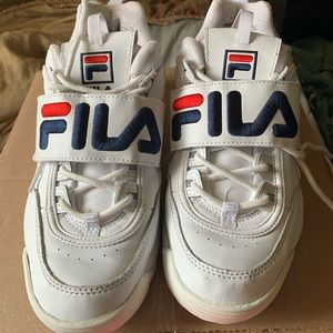 White filas with straps